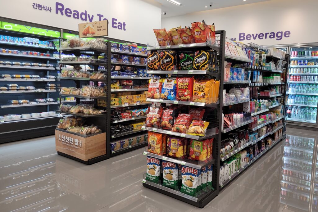 C-Store Aisle of Snacks and Drinks