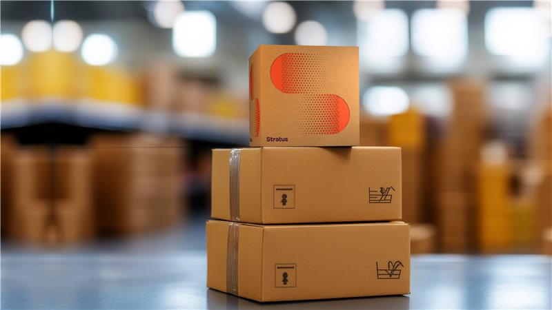 Stack of Boxes with Stratus Logo