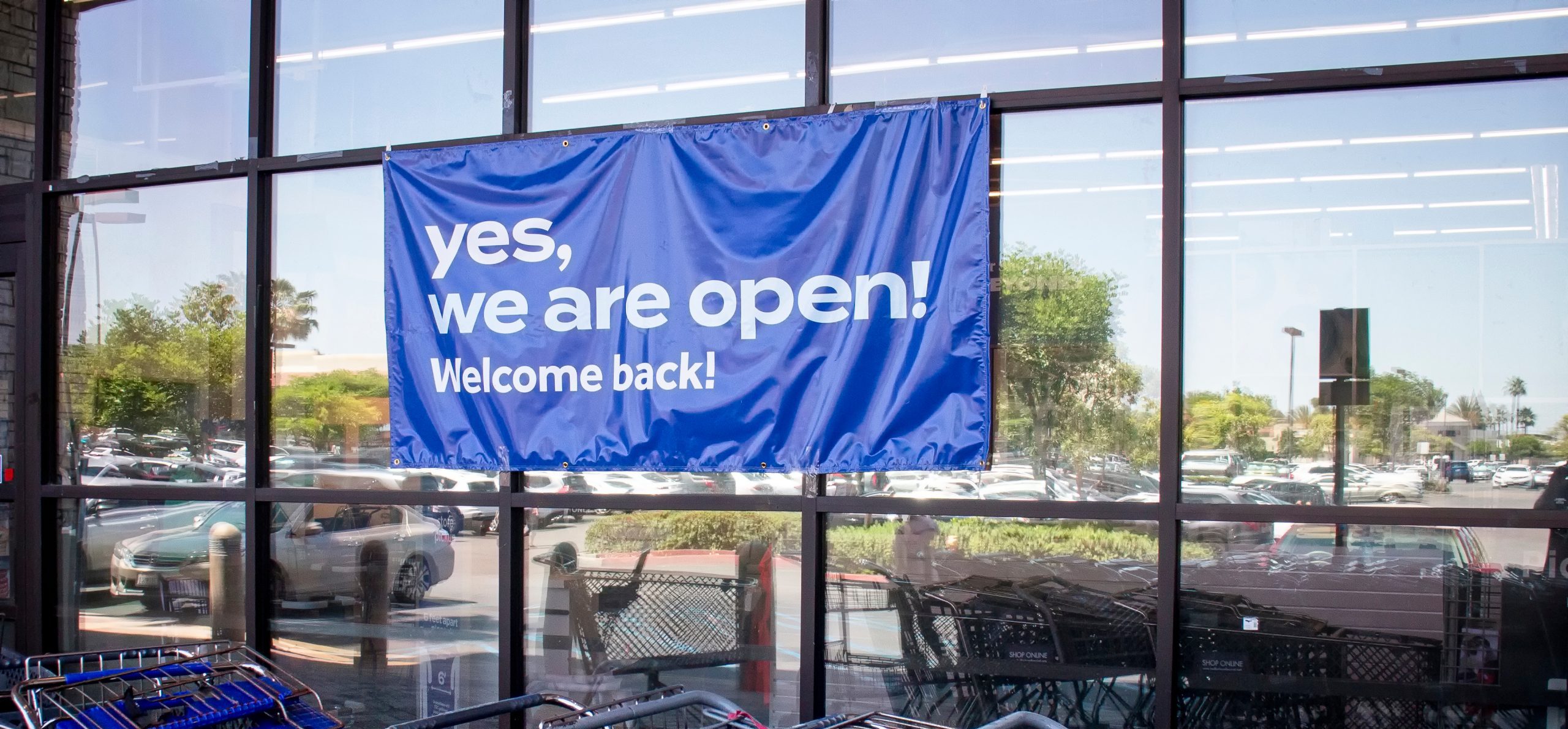 Temp We Are Open Banner Sign