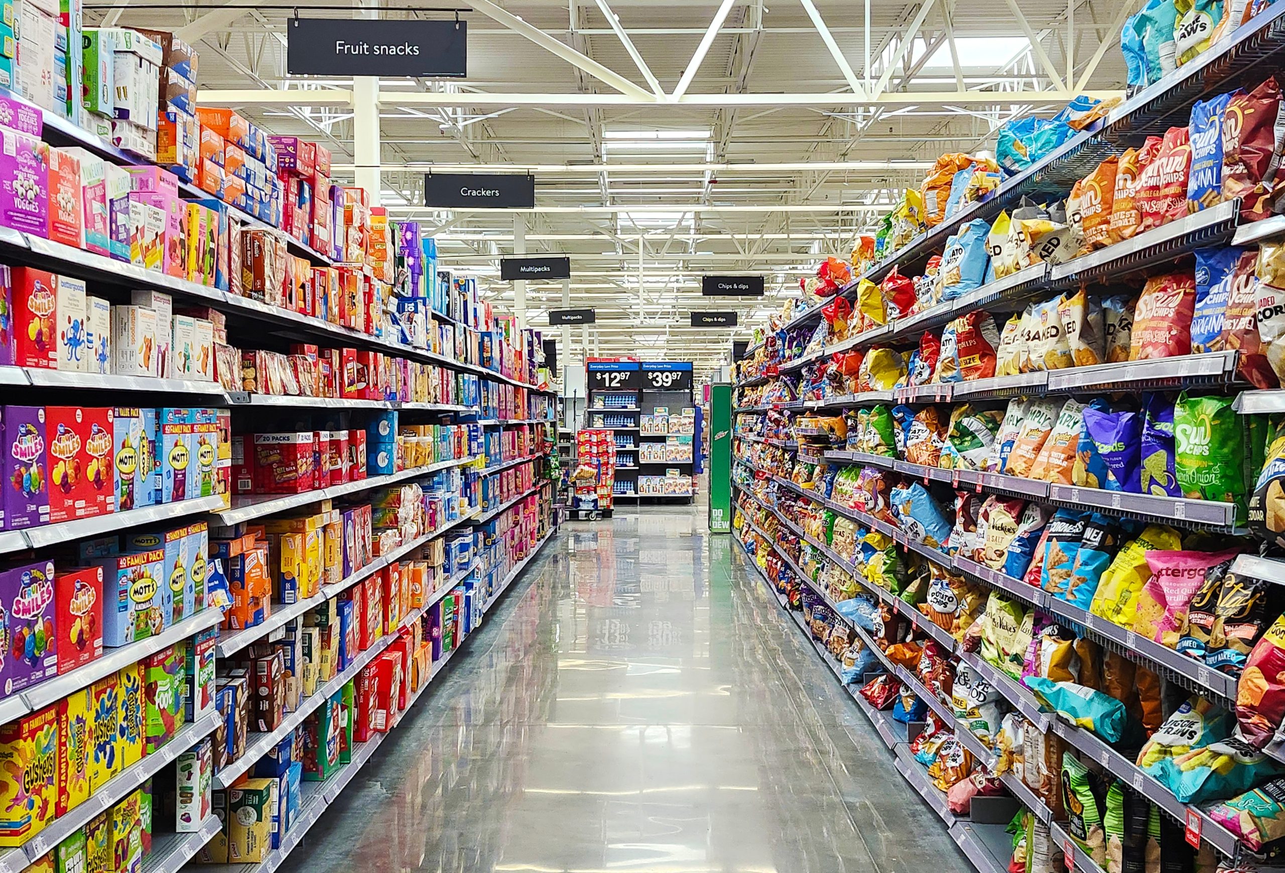 Grocery Store Aisle with Visible Signage